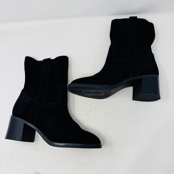 Steve Madden Black Suede Romney Mid Heel Boots Women’s 7.5 - Picture 9 of 11